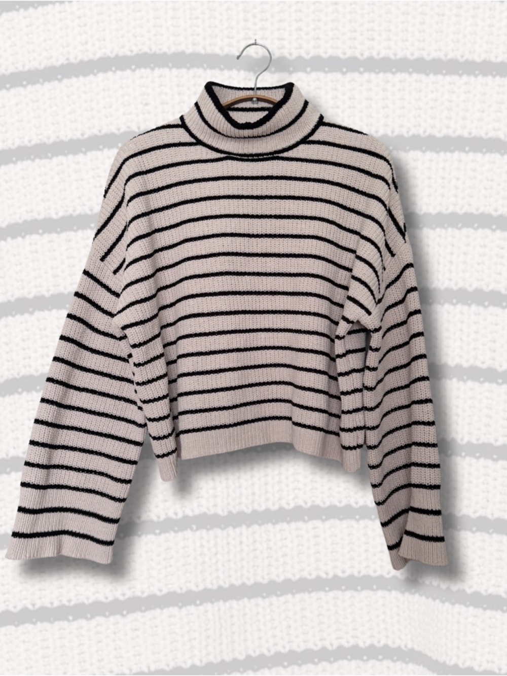 Sanctuary Striped Turtleneck Sweater in Cream and Black